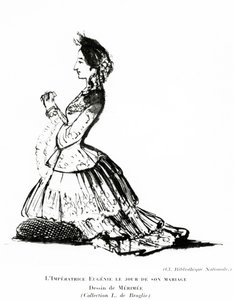 Portrett av keiserinne Eugénie på dagen for hennes ekteskap, 30. januar 1853 (fargestift på papir)
